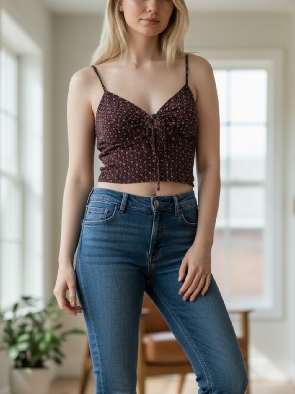 Papaya Women's Floral Print Spaghetti Strap Top